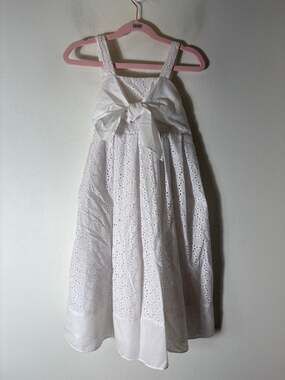 Girls Vintage Sweet HEart Rose White eyelet Dress sz 6x